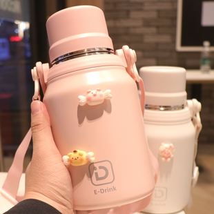 316不锈钢保温杯 大容量杯子学生上学专用壶 女生高颜值三合一新款