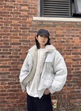 火原素 美式工装座山雕毛领棉服宽松夹克男女冬季加厚棉衣外套潮