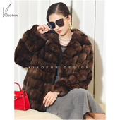 咔咔皮草 领短外套 天然原色俄罗斯紫貂西装 焦糖高级感 超性价比