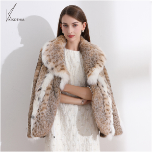 狐狸毛皮草短外套 高雅青果领加厚密天然原色美喵 咔咔皮草 力推