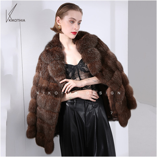 原色俄罗斯紫貂西装 咔咔皮草 银针 超绝大满天星S6 领外套 收藏级