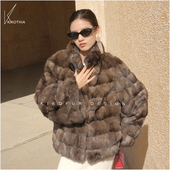 超绝 咔咔皮草 特惠 百搭俄罗斯紫貂立领短外套