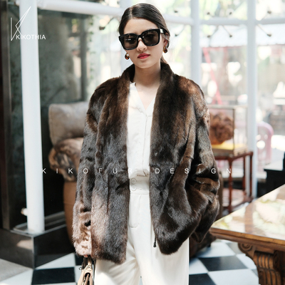 咔咔皮草 绝美黑金农夫整皮原色穿刀修身俄罗斯紫貂短外套