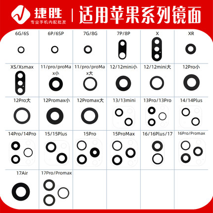 适用苹果X XSmax 11 12 13 14 15 16 17promax摄像头镜片玻璃镜面