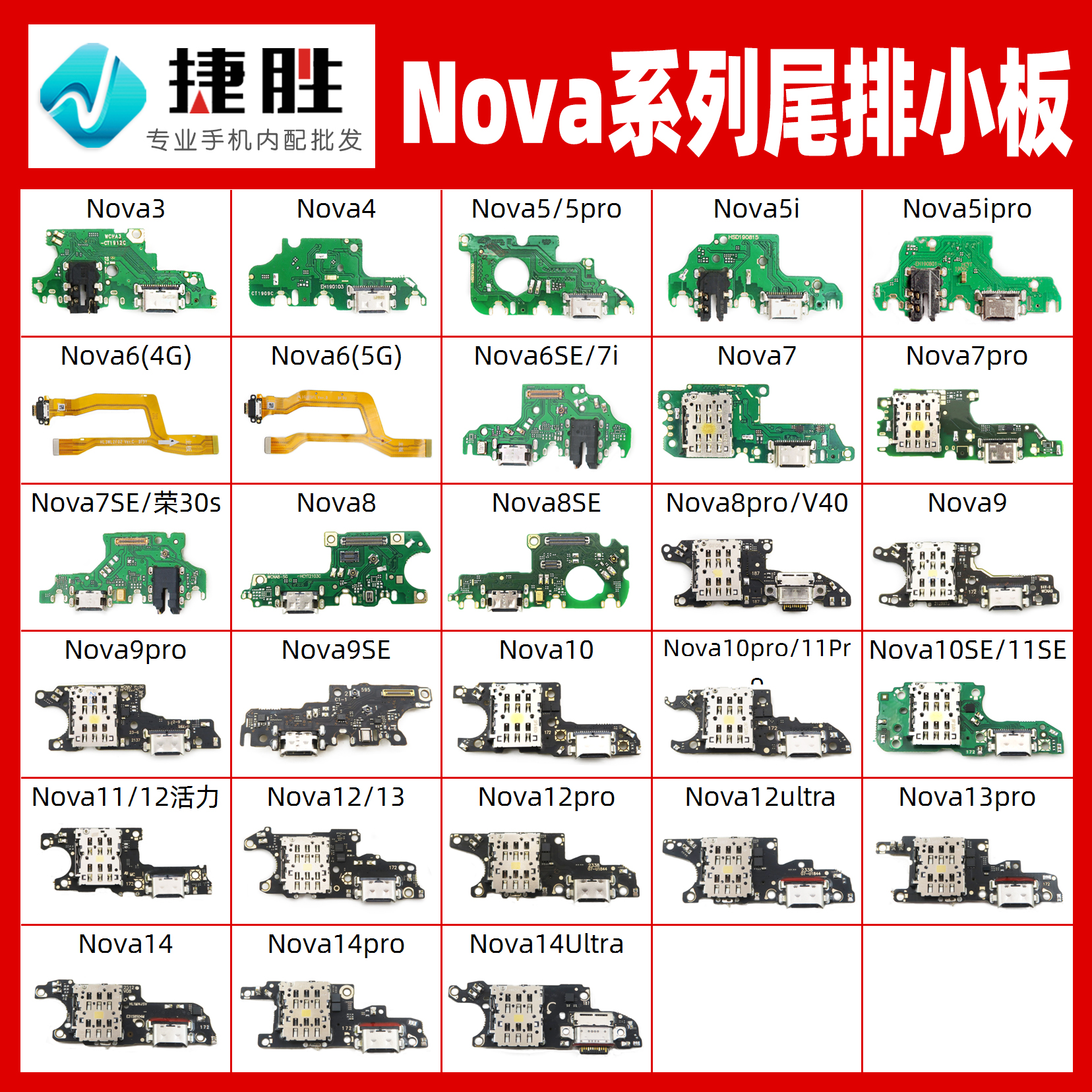 适用华为Nova系列尾插小板