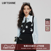 LOFTSHINE珞炫法式拼接上衣女2024春季新款洋气假两件气质衬衫