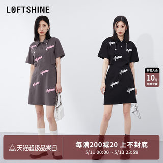 LOFTSHINE珞炫连衣裙时尚运动高腰镂空显瘦24夏季美式复古Polo裙