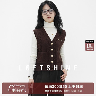 新款 LOFTSHINE珞炫针织马甲女2024春季 日系复古上衣毛衣简约百搭