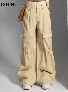 LOFTSHINE珞炫美式工装裤女高街风休闲宽松显瘦阔腿长裤