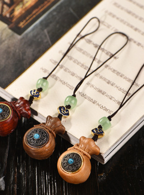 钱袋转转钥匙扣手把件绿檀香木转钱解压挂件挂饰文玩挂件