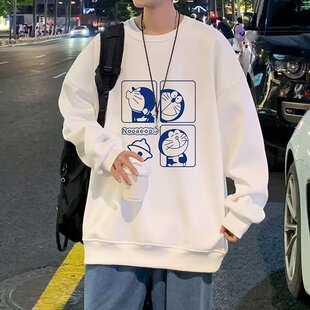 卫衣男士秋冬季圆领宽松潮牌印花长袖无帽2024新款秋装上衣服外套