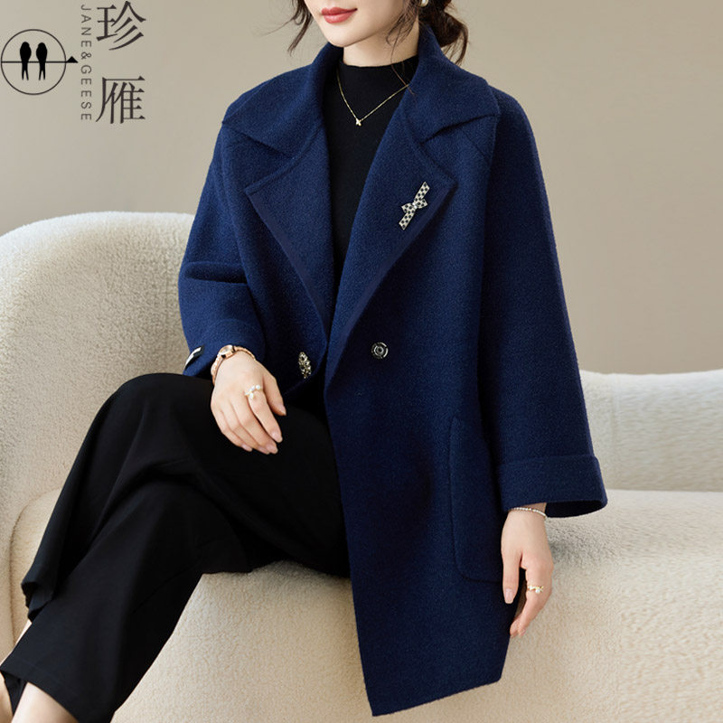 洋气妈妈秋装大码宽松上衣中老年女装春秋款毛呢外套新款气质大衣