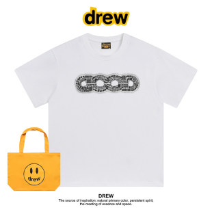 Drew美式潮牌碎片金属GOOD印花休闲圆领半袖纯棉短袖T恤情侣上衣