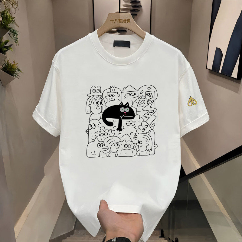 剪刀四季新款美式卡通风短袖T恤男女同款印花日常休闲百搭上衣潮