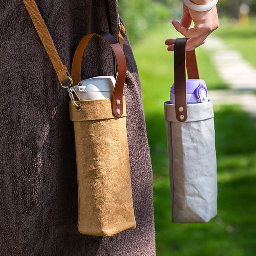 日式手提斜挎保温杯套创意ins风