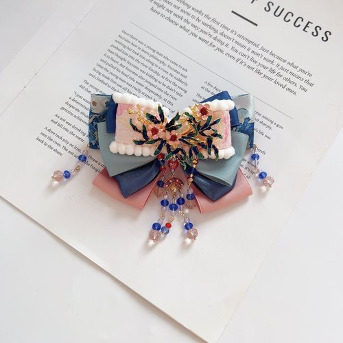 旗袍儿童蝴蝶结高级烧蓝发夹2025新款女童流苏弹簧夹女孩发卡头饰