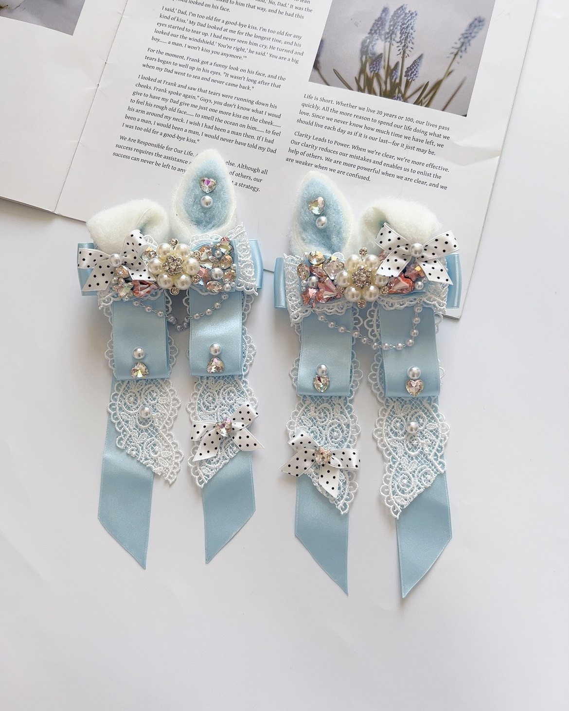 原创手工制作甜美可爱洛丽塔日料蕾丝蓝色lolita小兔耳蝴蝶结发夹,商务/设计服务,个性签名,淘宝优惠券,粉丝福利购,淘宝优惠卷