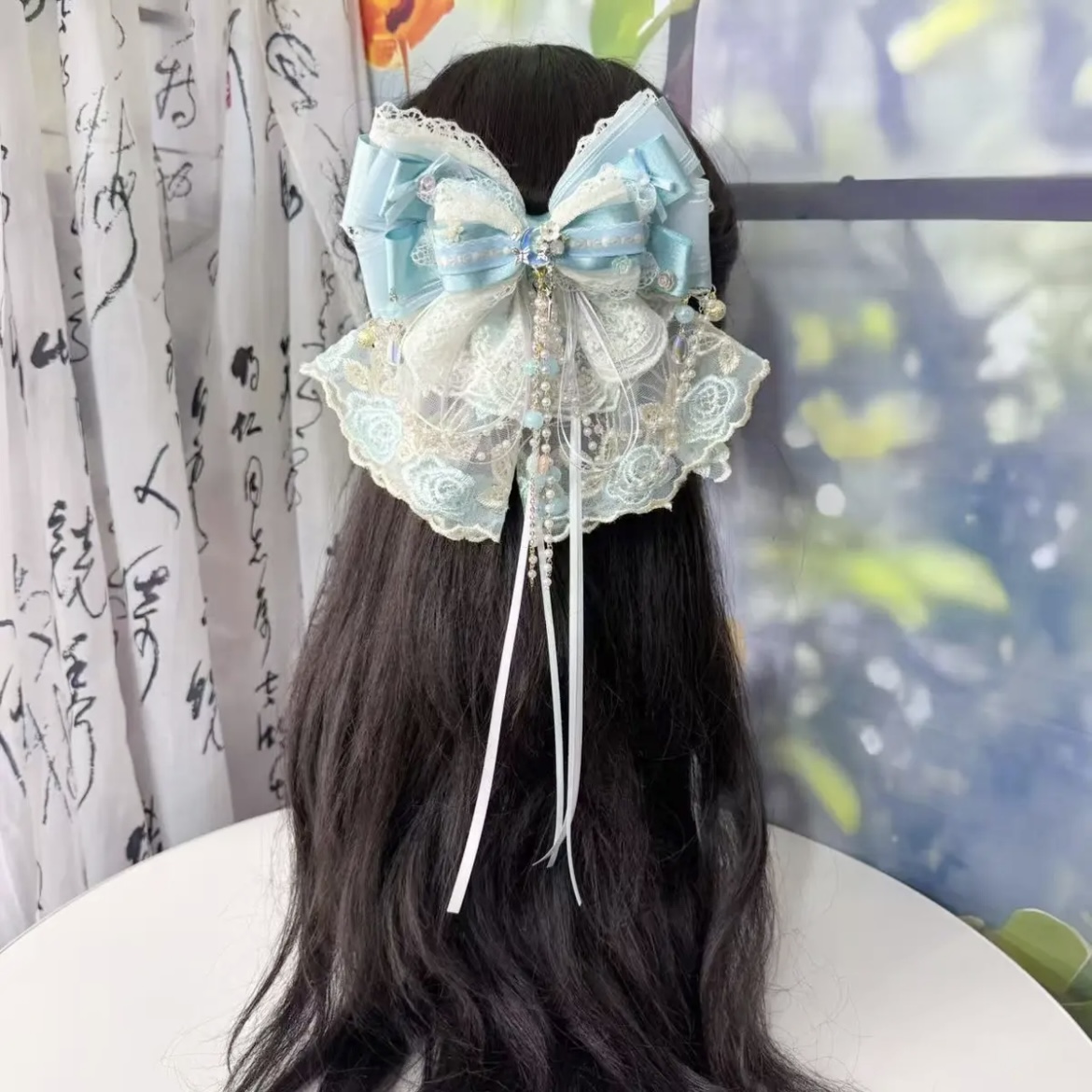 《雪月风花》新国风古风搭配蝴蝶结长飘带一夹多用头饰发夹