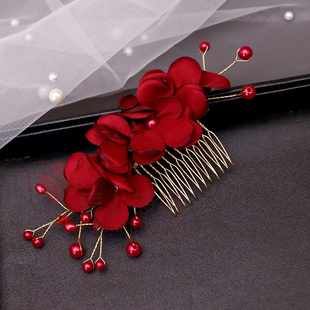 森系韩式新娘头饰结婚头花婆婆绢纱盘发饰品敬酒服发簪子发夹插梳