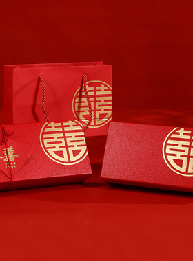 红色礼盒结婚小号带包装袋胸花盒子伴手礼物盒精致糖盒婚礼胸花盒