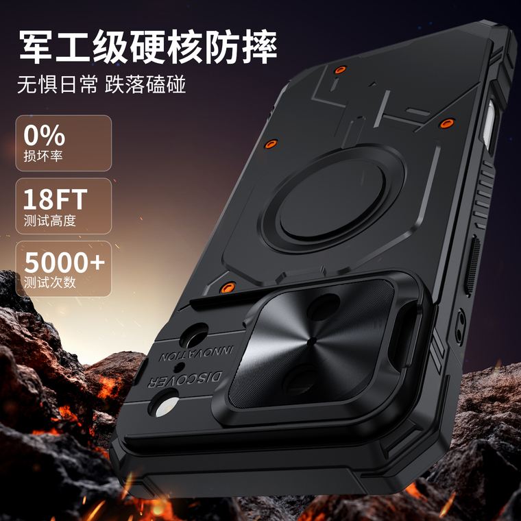 Octagonal Emblem Ridged Air cushion Stand iPhone Case