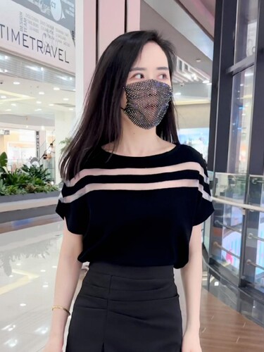 一字肩冰丝针织t恤女夏