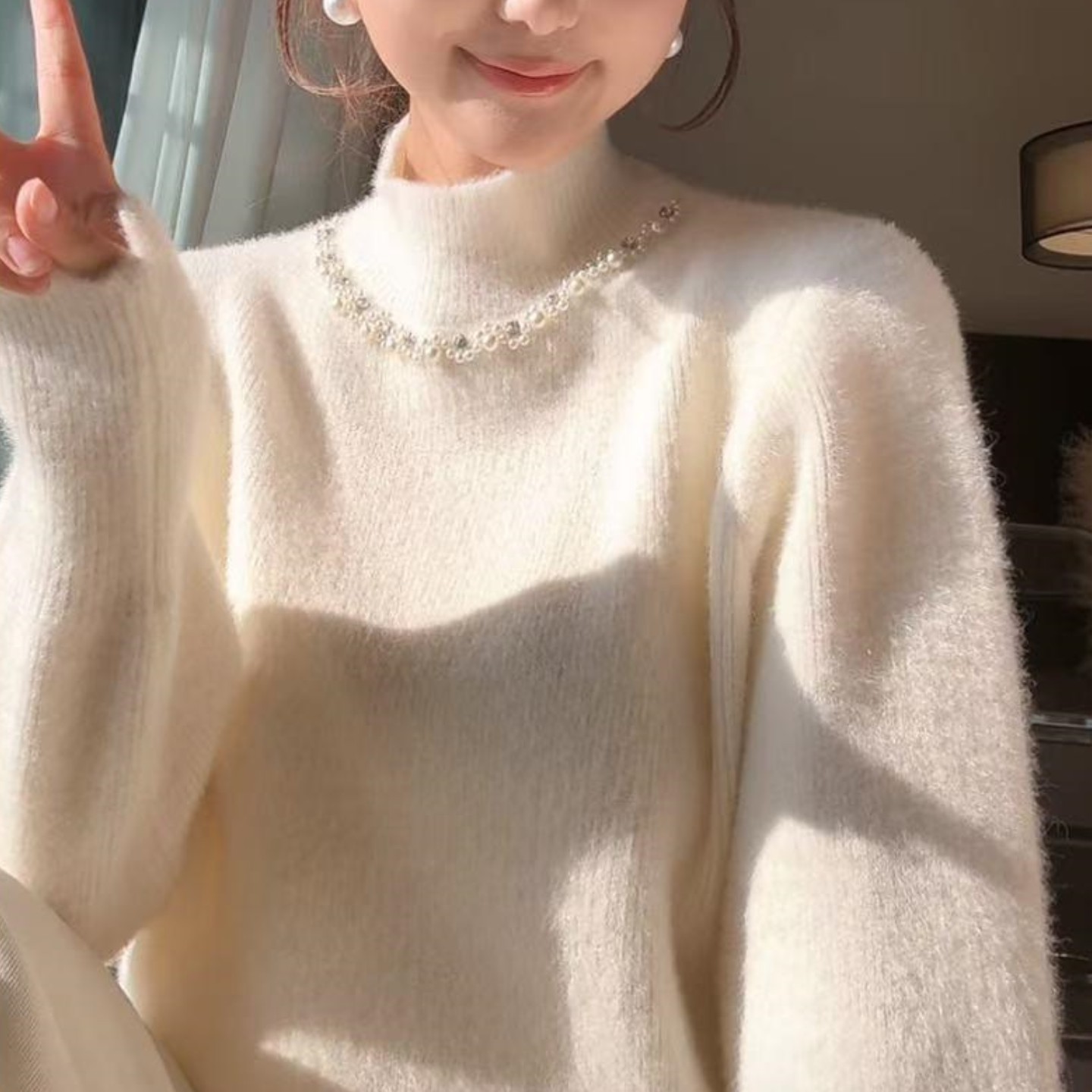 法式加厚水貂绒毛衣女秋冬