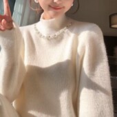 软糯半高领针织衫 法式 加厚水貂绒毛衣女秋冬新款 内搭气质百搭上衣