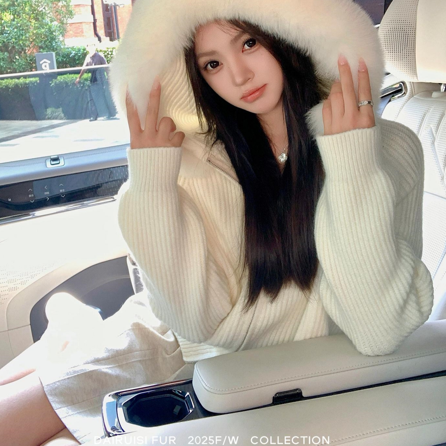 连帽双拉链针织开衫女秋冬2025