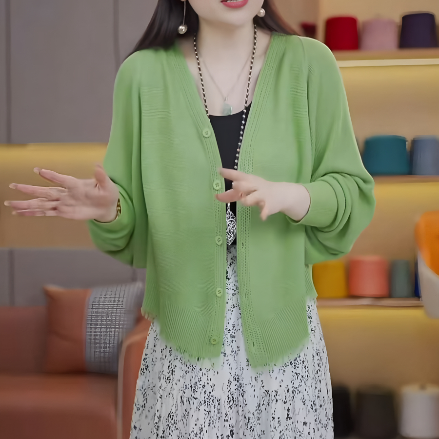 蝙蝠袖冰丝针织开衫女薄款夏
