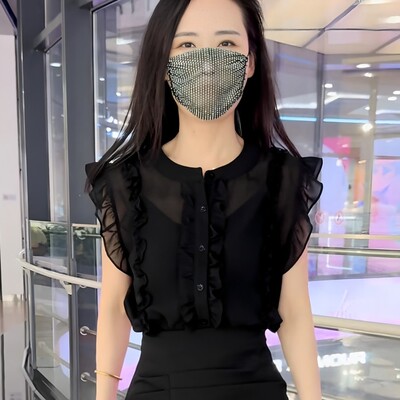 法式气质花边衬衫女夏季