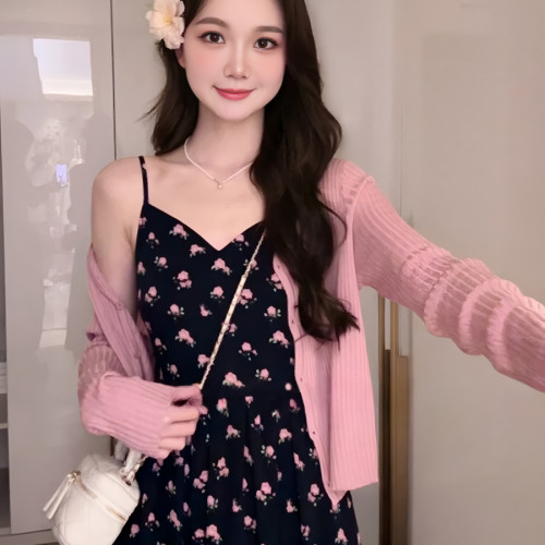 吊带连衣裙针织开衫时尚套装女夏