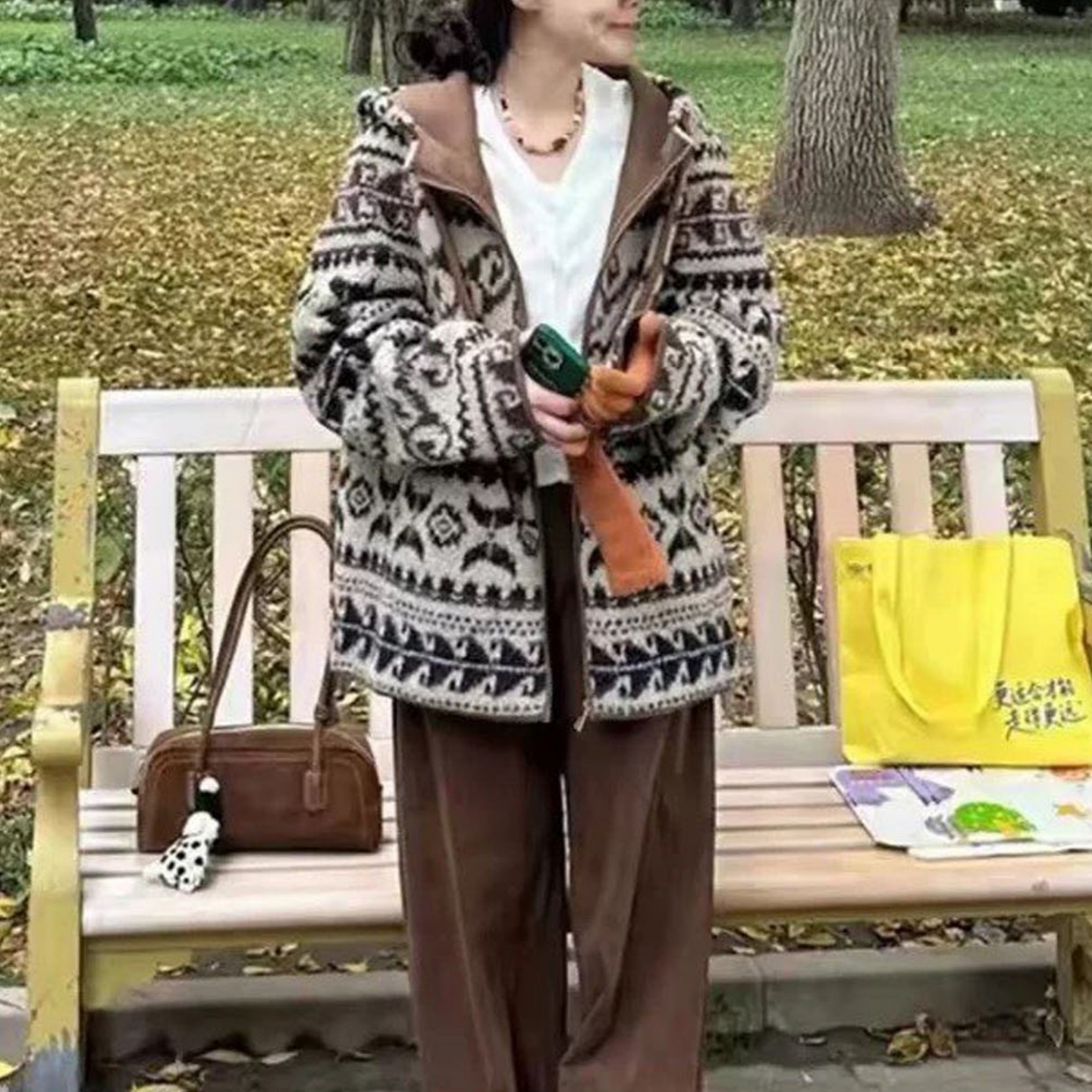 费尔岛羊羔毛外套女冬季