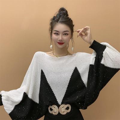 亮片蝙蝠袖毛衣女2025秋冬