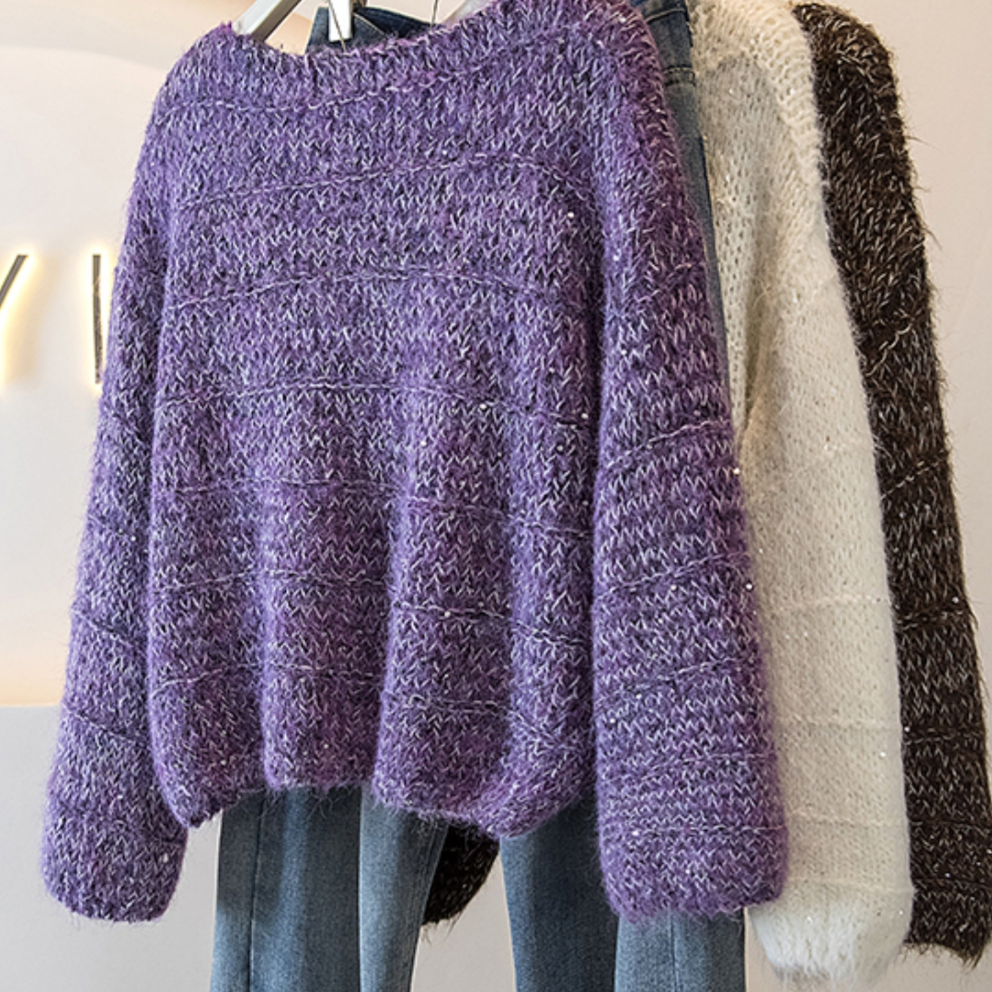 慵懒风亮片毛衣女秋冬2025新款