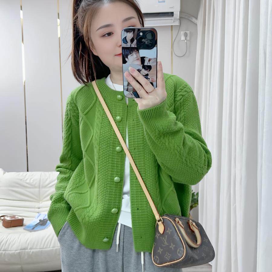 百搭减龄毛衣针织开衫外套女2025春秋季宽松休闲针织复古麻花上衣