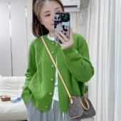 百搭减龄毛衣针织开衫 宽松休闲针织复古麻花上衣 外套女2025春秋季