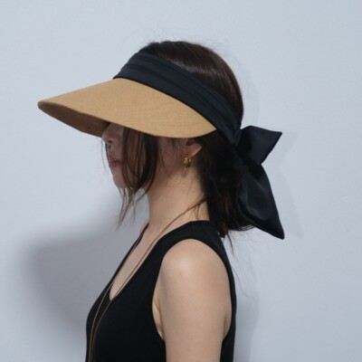 百搭可爱大蝴蝶结草编空顶帽子女夏天透气防晒遮阳显瘦宽遮无顶帽