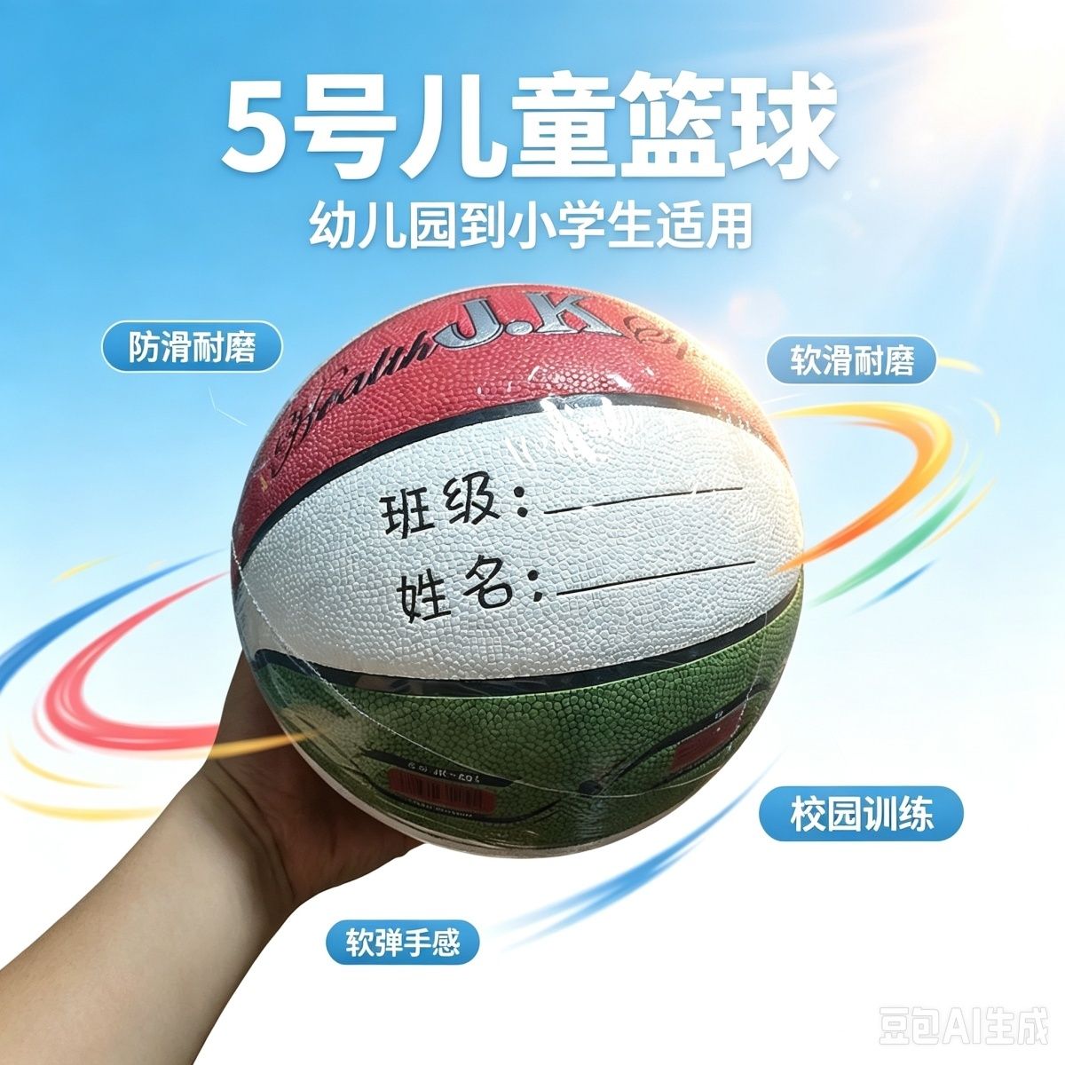 杰克篮球五号儿童篮球小学生幼儿园红白蓝班级姓名球防丢失训练图片