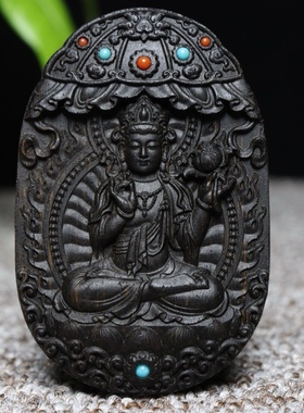 越南芽庄黑棋楠天然沉香吊坠男女十二生肖本命佛八大守护神项链牌