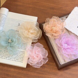 白月光欧根纱花朵发夹女侧边刘海夹纯欲风发卡碎发鸭嘴夹子头饰春