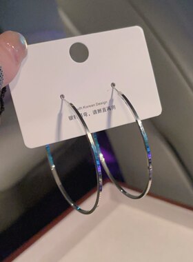 冷淡风极简夸张大耳圈素圈耳环女2025新款爆款显脸小冷酷方线耳夹