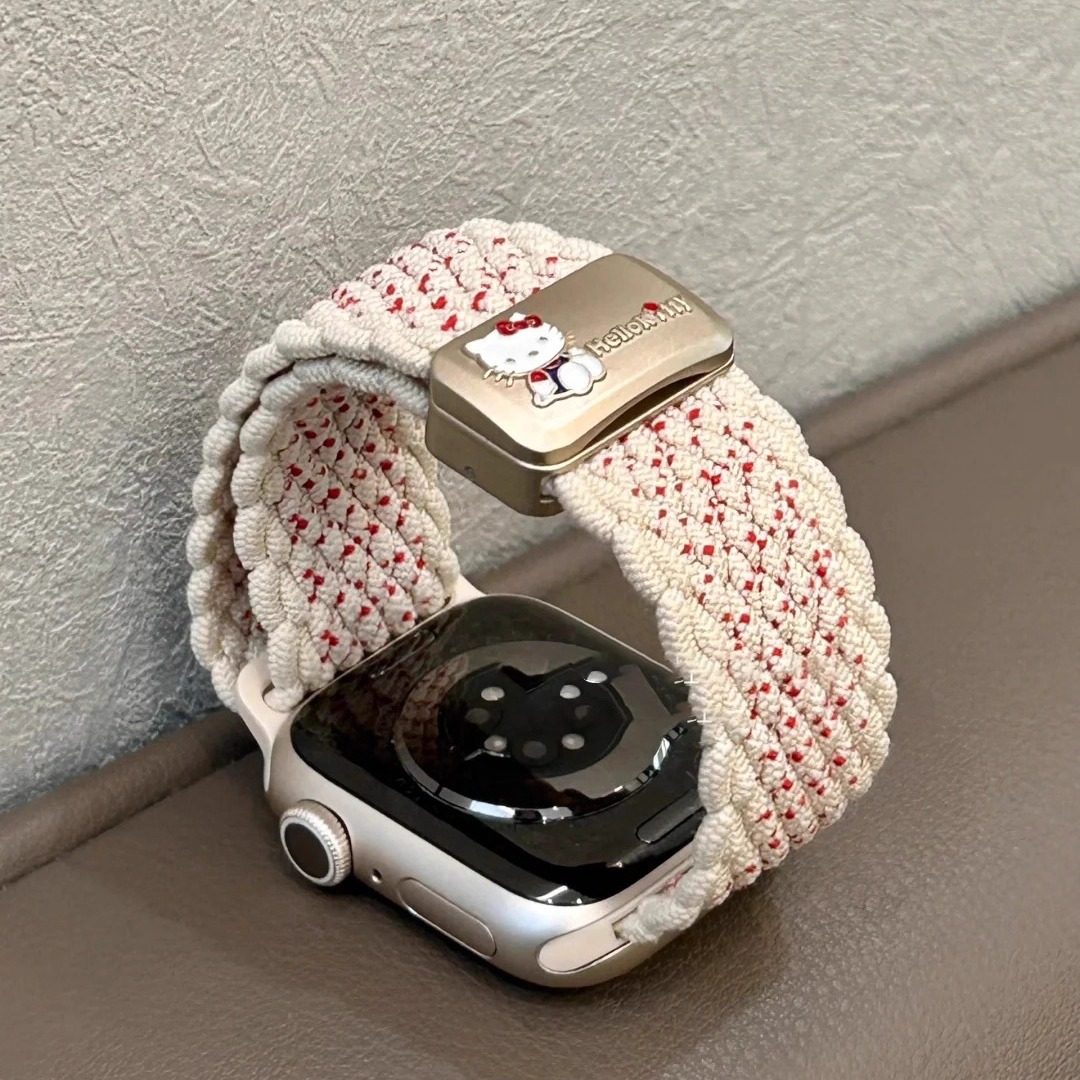 新款立体KT猫编织磁吸表带适用iWatchS11苹果S10s98华为FIT5/Fit4