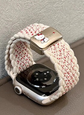 新款立体KT猫编织磁吸表带适用iWatchS11苹果S10s98华为FIT5/Fit4