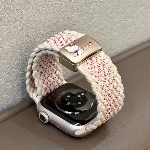 新款立体KT猫编织磁吸表带适用iWatchS11苹果S10s98华为FIT5/Fit4