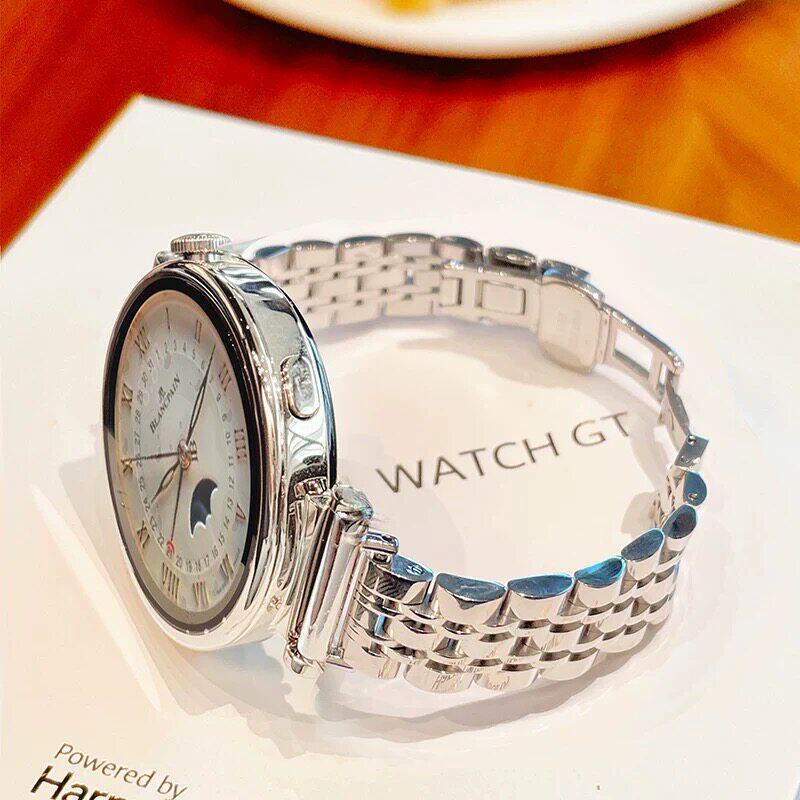 适用华为GT6新款GT5金属七株钢链蝴蝶扣表带watch5GT4gt3Fit5高级