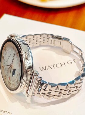 适用华为GT6新款GT5金属七株钢链蝴蝶扣表带watch5GT4gt3Fit5高级