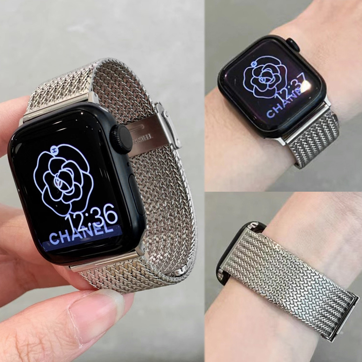 春夏新款金属米兰麦穗纹iwatchS12表带适用苹果applewatchS11S109