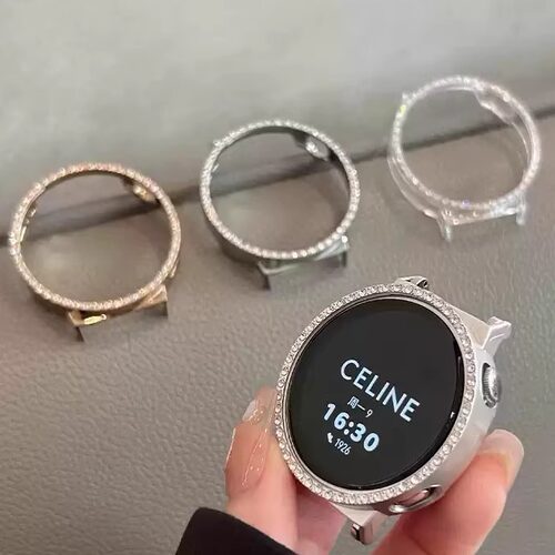 适用华为GT5高级gt4闪钻半包watch Fit4表壳FIT3镶钻边框硬壳气质