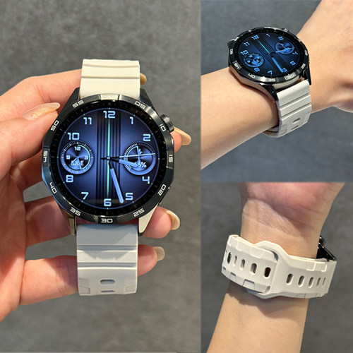 新款高质感铠甲纹硅胶表带适用华为GT6watch54GT5GT4GT32男款Fit5
